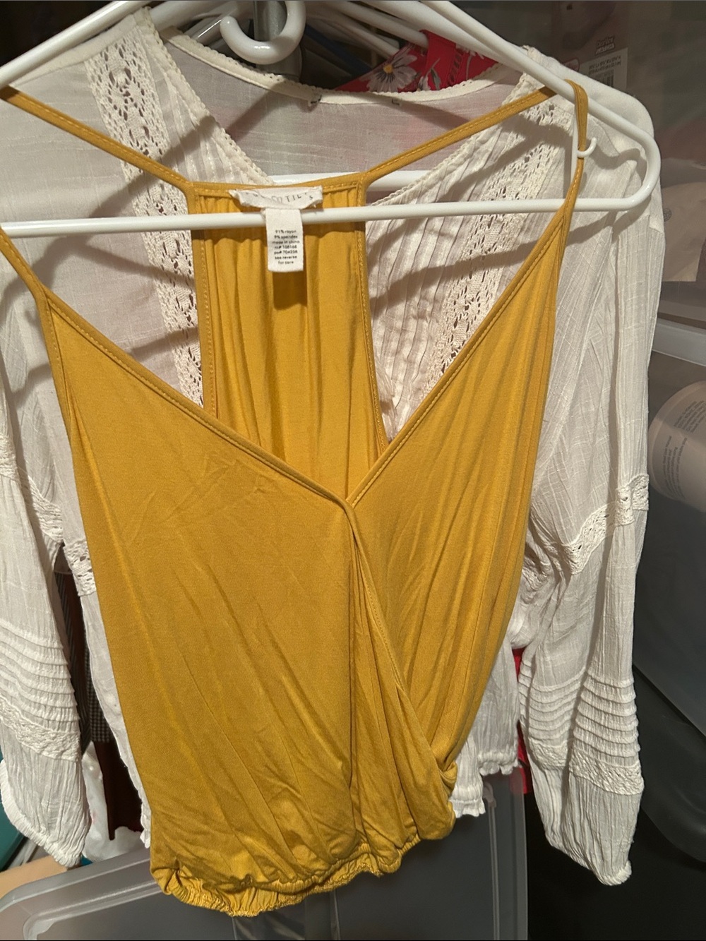 Full Tilt Mustard Yellow Surplice Tank Top